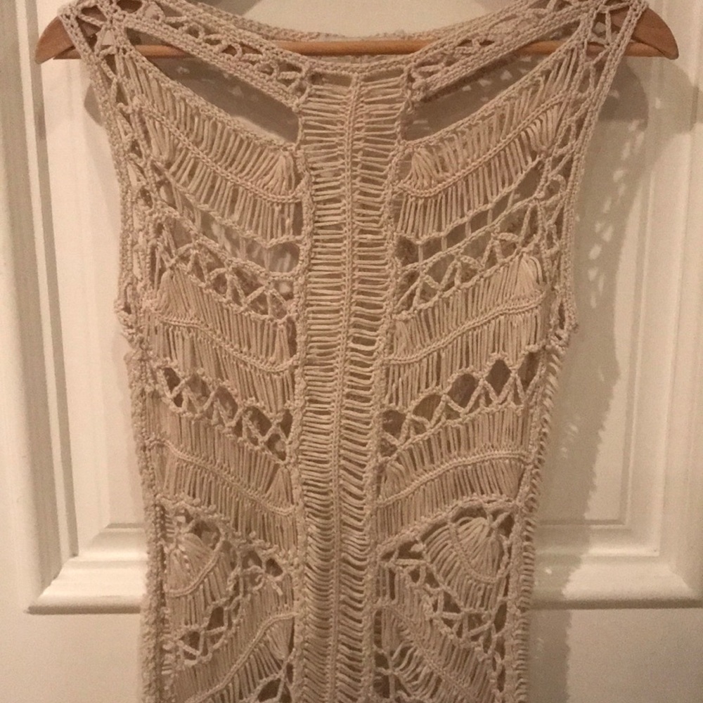 Vintage Full Crochet Gypset Beige Dress/Coverall